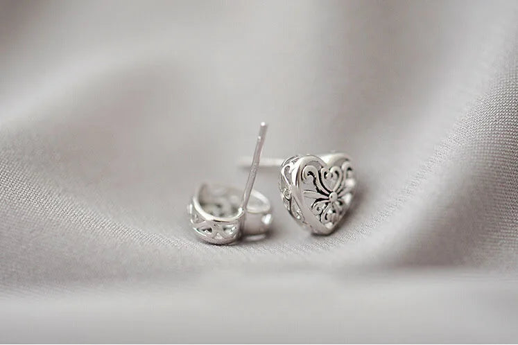 REETI 925 Sterling Silver Heart Stud Earrings for Women Elegant Wedding Jewelry Pendientes