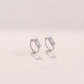 925 Sterling Silver Cubic Zirconia Geometric Shaped Earrings Hoops Personalized Minimalist Style for Women