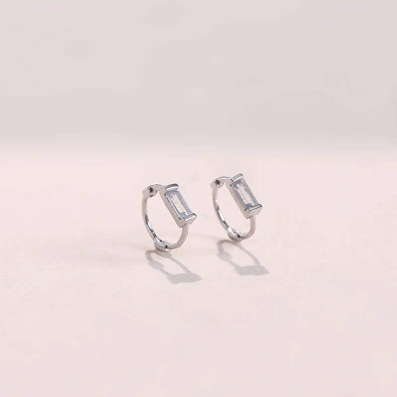 925 Sterling Silver Cubic Zirconia Geometric Shaped Earrings Hoops Personalized Minimalist Style for Women