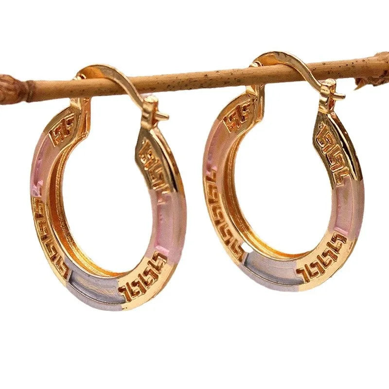 Wholesale Retro Copper Golden Big Circle Fashionable Twist Earring for Women Cross-Border Hoop Earrings