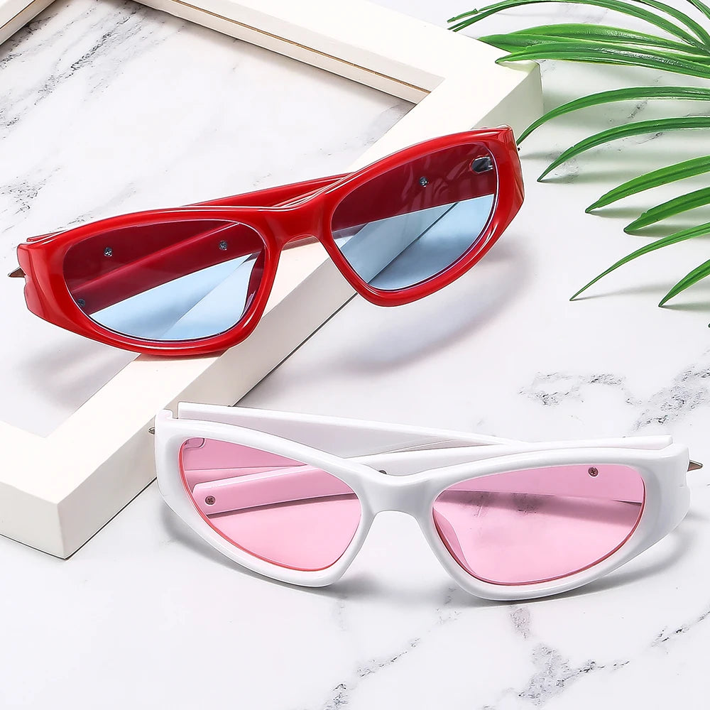 Newest Y2K Ins Style Sunglasses for Men Custom Pink PC Frame UV Protection Sport Cycling Eyeglasses with Sun Glasses