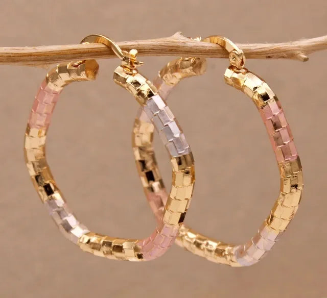 Wholesale Retro Copper Golden Big Circle Fashionable Twist Earring for Women Cross-Border Hoop Earrings
