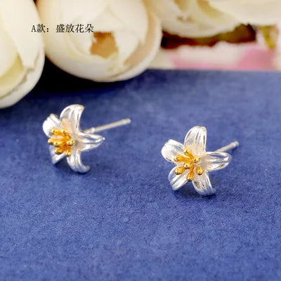 REETI 925 Sterling Silver Flower Earrings for Women Girls Gift Hot Fashion Jewelry 2021