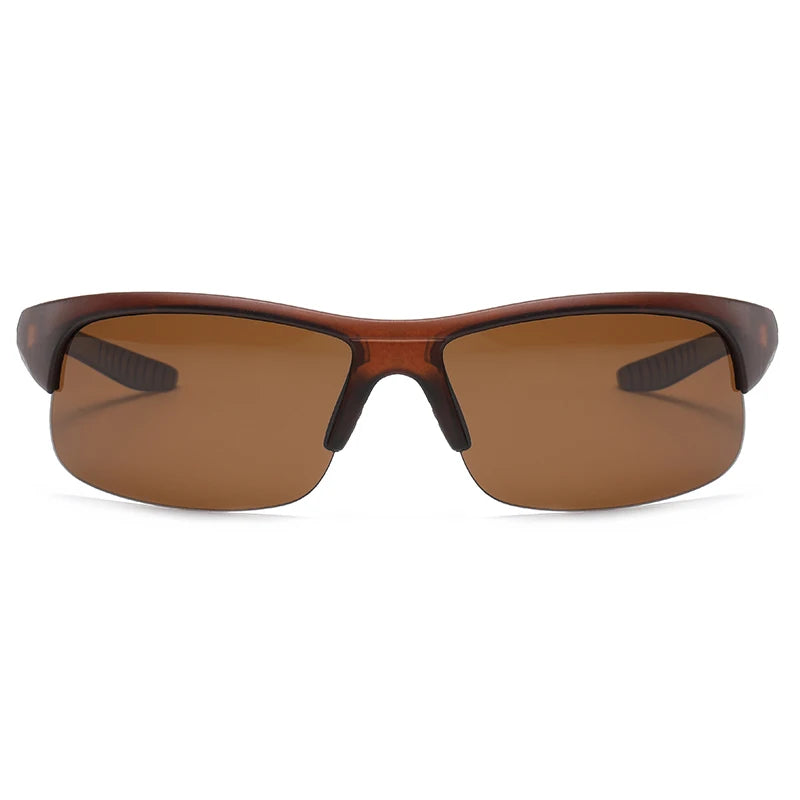 3045 Unisex Retro Sunglasses with Coffee Metal Square Frame Korean Style UV400 Polarized Sun Protection for Driving Pilot Style