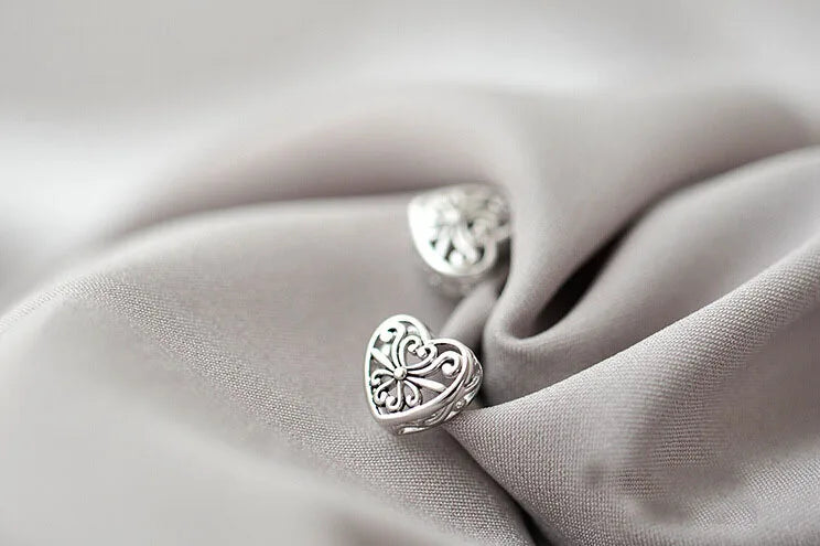 REETI 925 Sterling Silver Heart Stud Earrings for Women Elegant Wedding Jewelry Pendientes