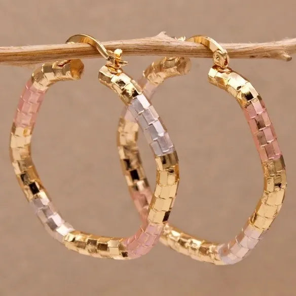 Wholesale Retro Copper Golden Big Circle Fashionable Twist Earring for Women Cross-Border Hoop Earrings