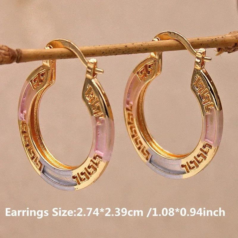 Wholesale Retro Copper Golden Big Circle Fashionable Twist Earring for Women Cross-Border Hoop Earrings