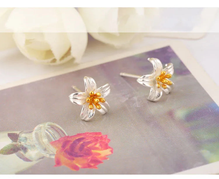 REETI 925 Sterling Silver Flower Earrings for Women Girls Gift Hot Fashion Jewelry 2021