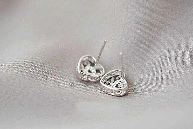 REETI 925 Sterling Silver Heart Stud Earrings for Women Elegant Wedding Jewelry Pendientes