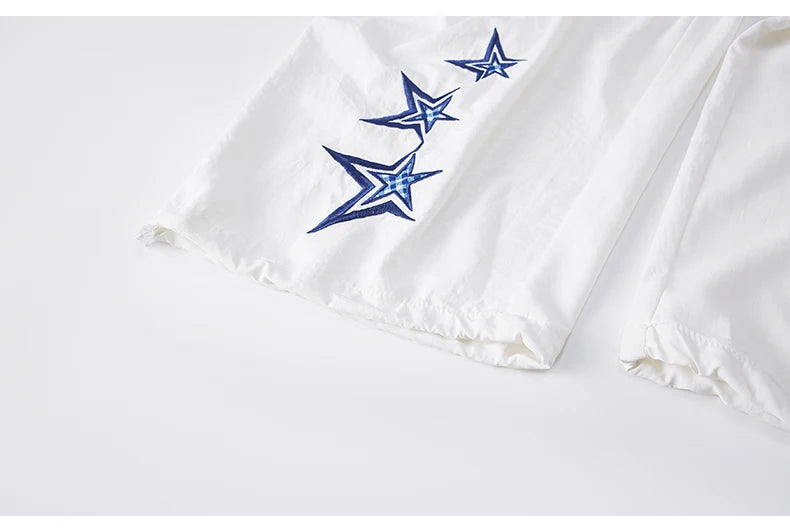 Men's Star Embroidered Parachute Pants Unisex Y2K Hip Hop Baggy Cargo Pants