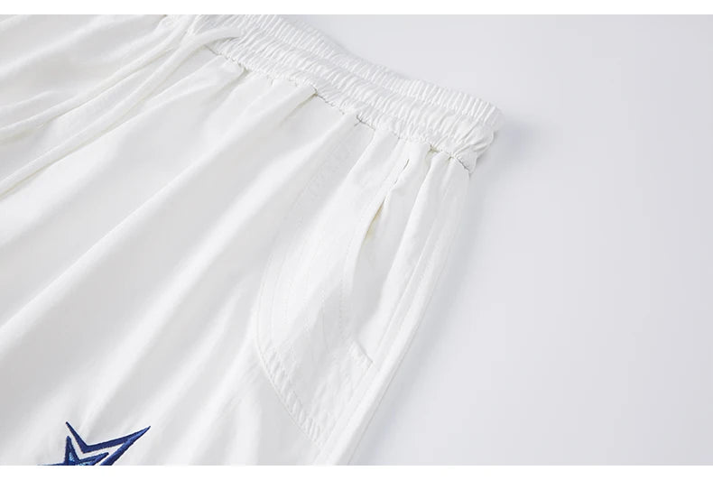 Men's Star Embroidered Parachute Pants Unisex Y2K Hip Hop Baggy Cargo Pants