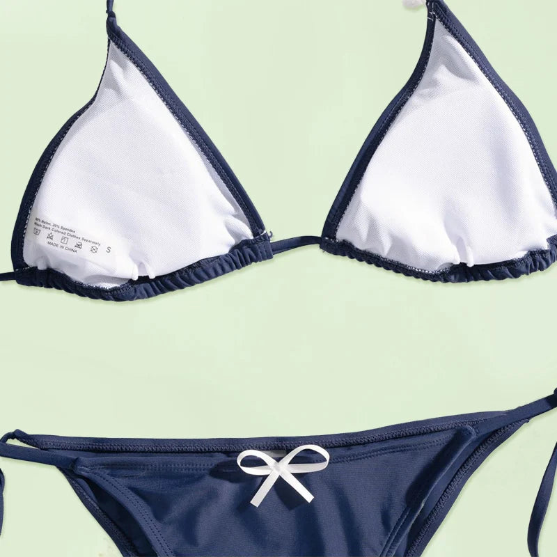 Solid Color Bikini Sets Bandage Swimwear Women Sexy Bikinis Triangle Bathing Suits Female Swimming Suit Low Waist Biquini