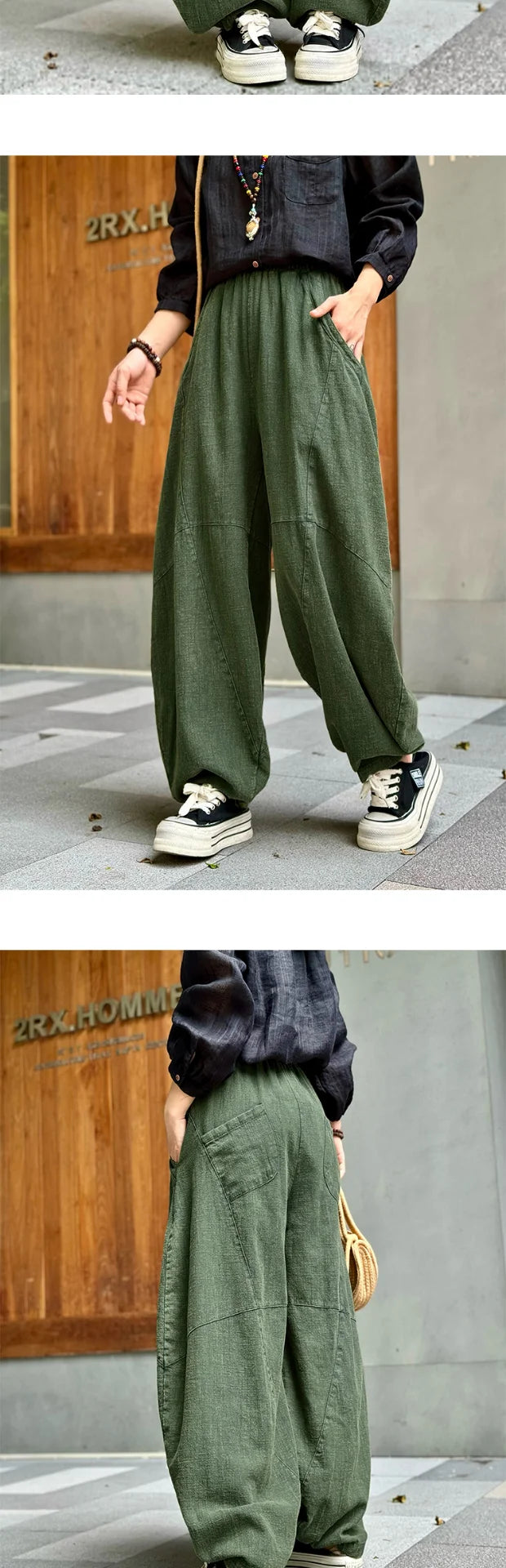 Artistic Cotton Linen Casual Pants Women's Loose Long Trousers Zen Tai Chi Lantern Pants Autumn New Sle Commute Sle