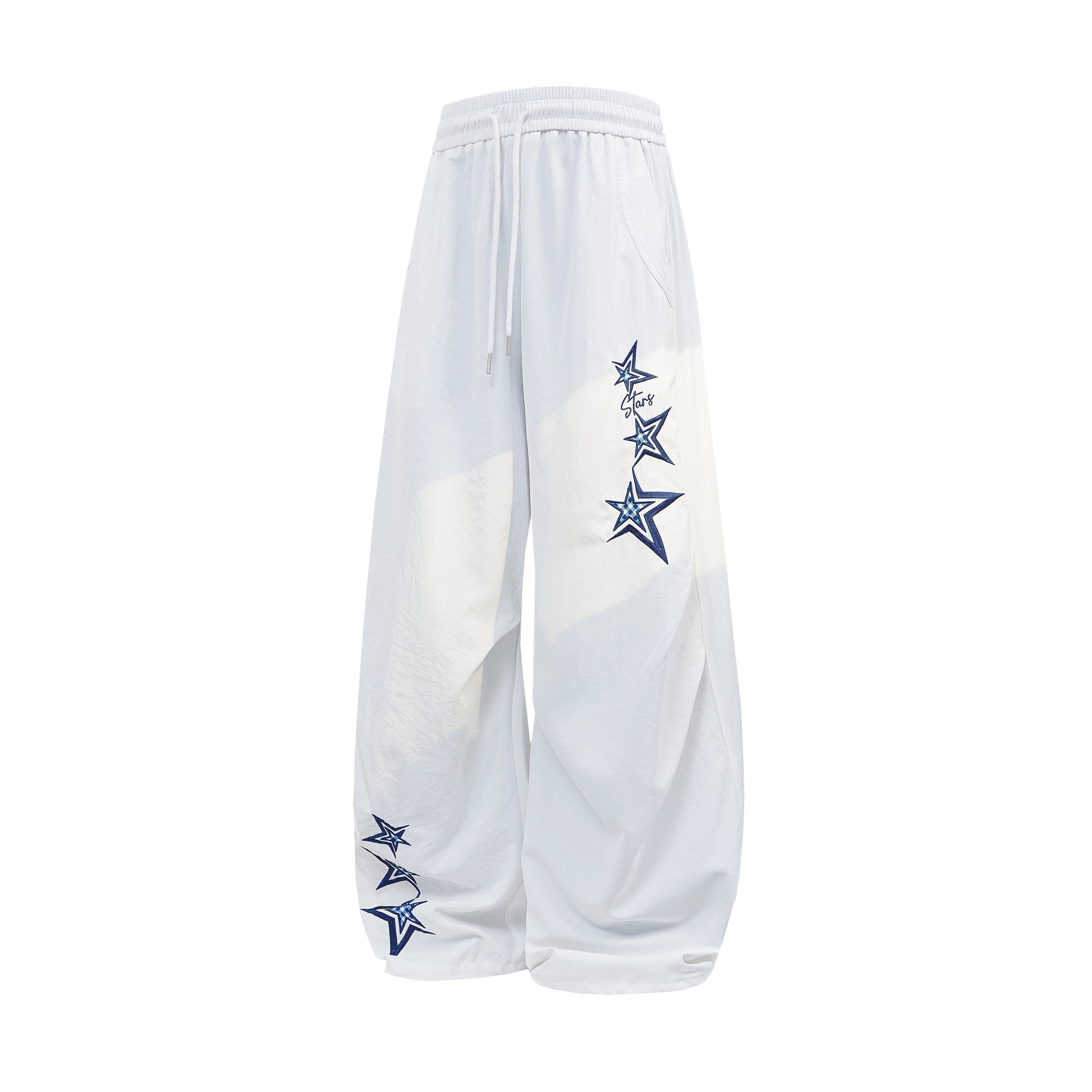 Men's Star Embroidered Parachute Pants Unisex Y2K Hip Hop Baggy Cargo Pants