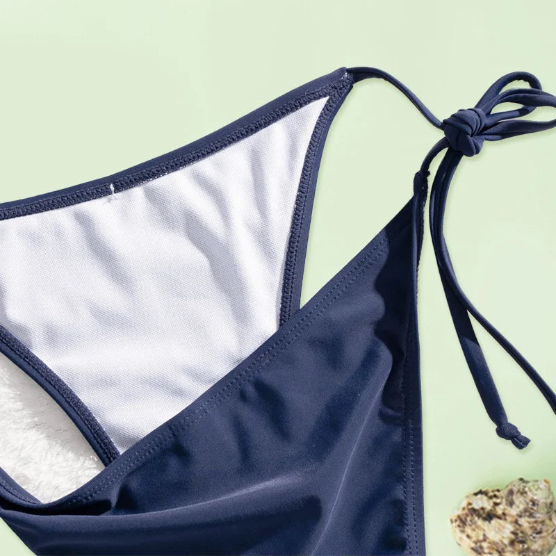 Solid Color Bikini Sets Bandage Swimwear Women Sexy Bikinis Triangle Bathing Suits Female Swimming Suit Low Waist Biquini