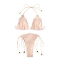 2Pcs/Set Fashion Summer Lace Bikini Set Hollow Bandage Women Swimsuit Casual Patchwork Beachwear Beach
