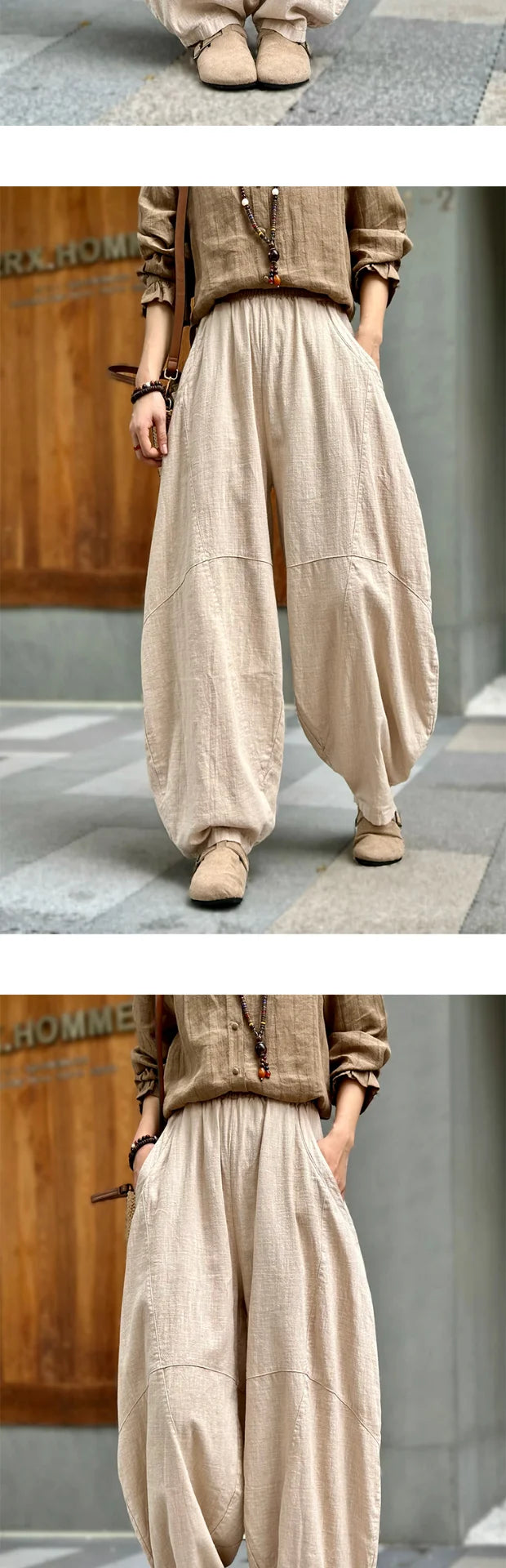 Artistic Cotton Linen Casual Pants Women's Loose Long Trousers Zen Tai Chi Lantern Pants Autumn New Sle Commute Sle