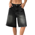 Women's Bermuda Jean Shorts High Waisted Knee Length Baggy Jorts Wide Leg Loose Denim Shorts with Pockets Classic Denim Shorts