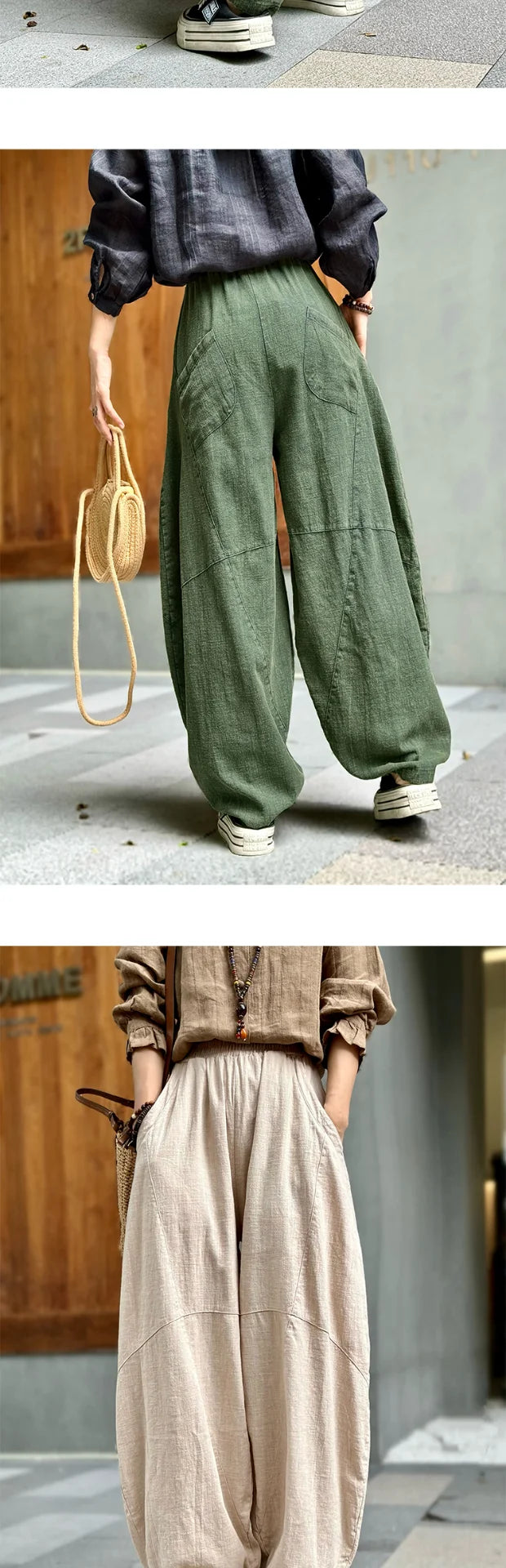 Artistic Cotton Linen Casual Pants Women's Loose Long Trousers Zen Tai Chi Lantern Pants Autumn New Sle Commute Sle