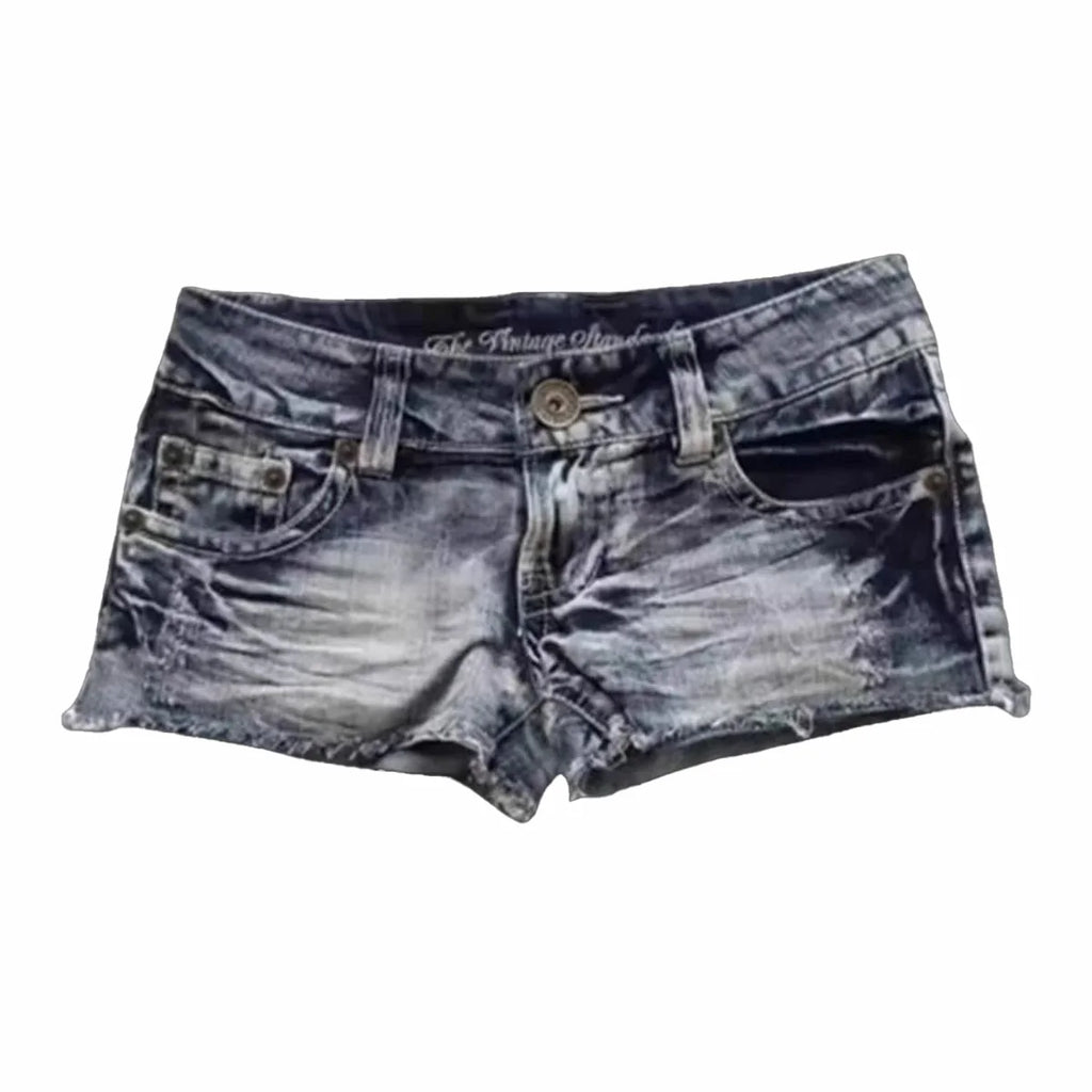 Y2K Flag Graphic Print Fashion British Style Mini Shorts Harajuku Pocket Denim Shorts Women Goth Slim Sexy Low Rise Short Pants