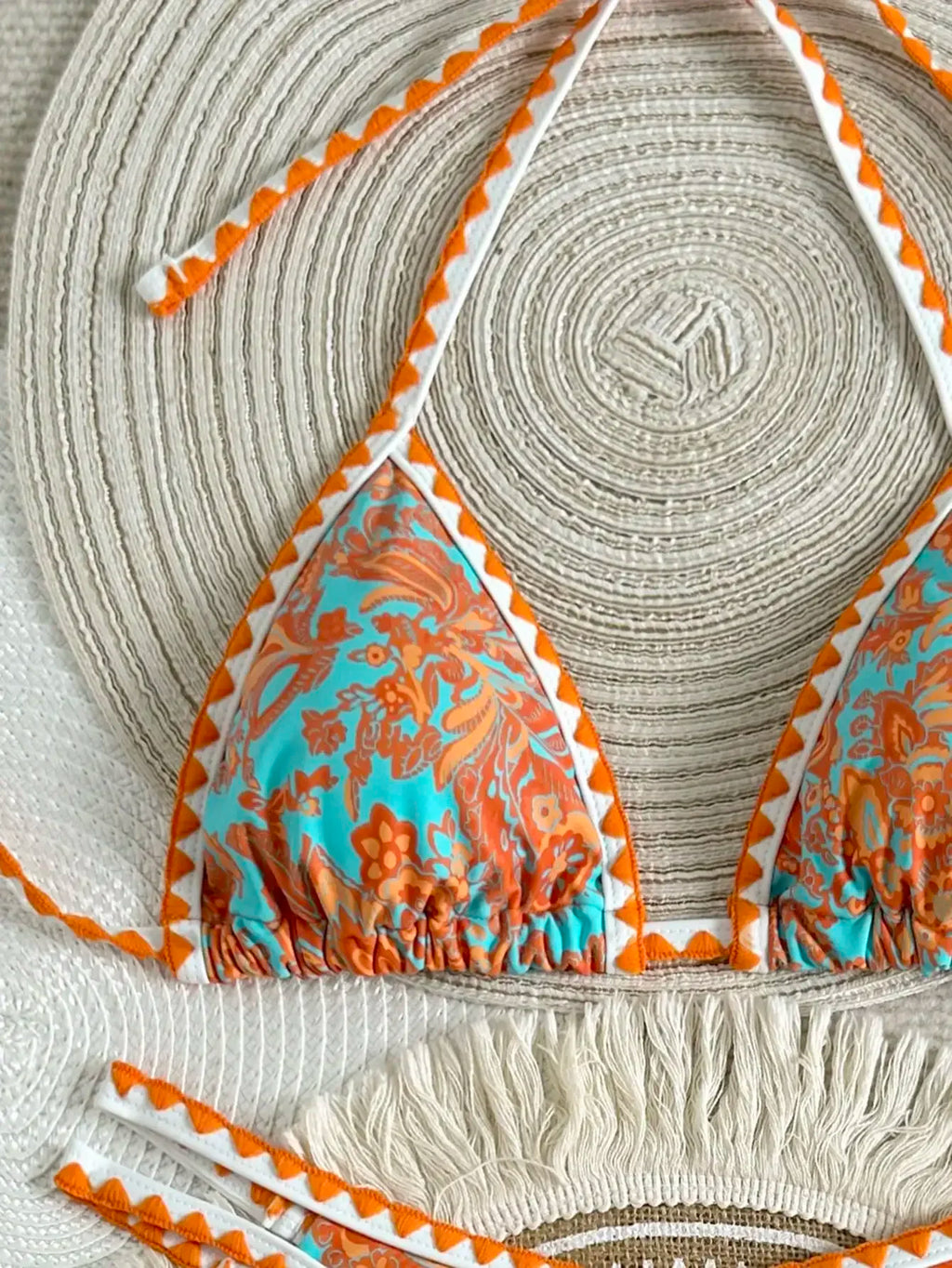 Womens Floral Print Halter Triangle Bikini Set Boho Beach Swimwear