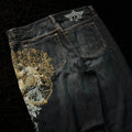 American New Fashion Oversize Pattern Embroidered Baggy Jeans Men Y2K Gothic Harajuku Hip Hop Straight High Waist Wide Leg Pants