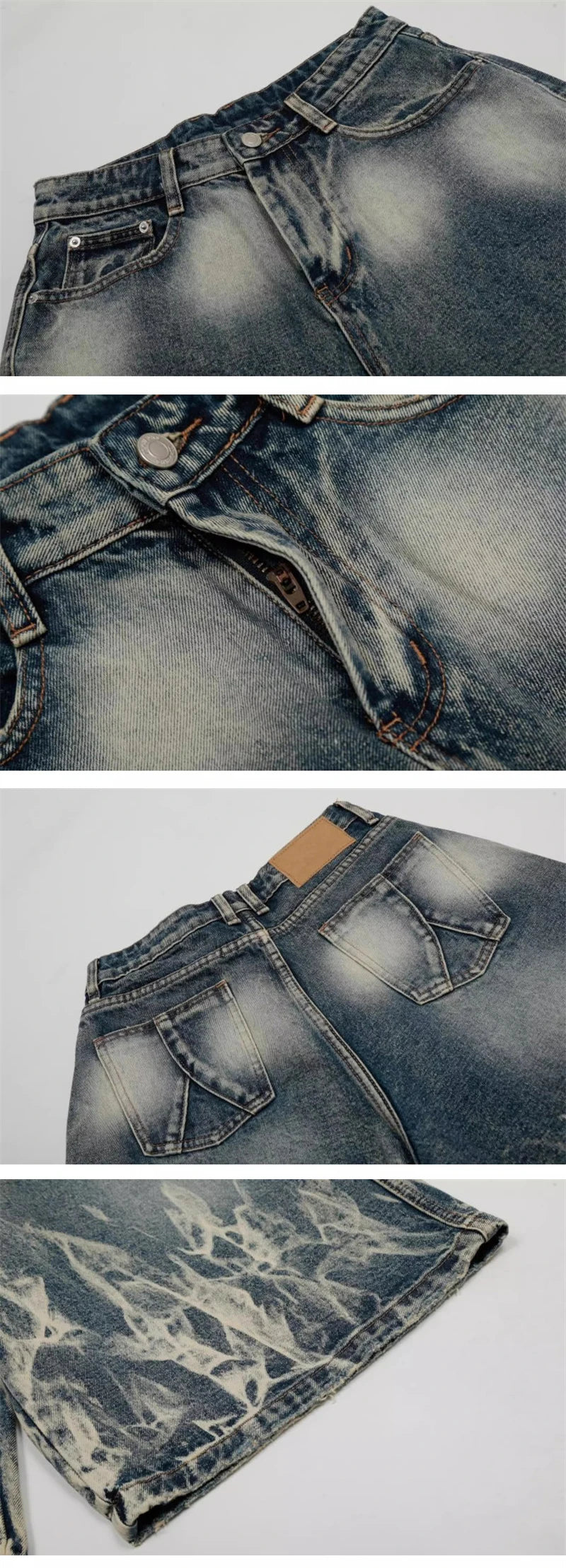 2026 New Flame Graphic Print Denim Shorts For Men Hip Hop Fashion Straight-leg Baggy Jorts Punk Tie Dye Gradient Y2K Short Jean