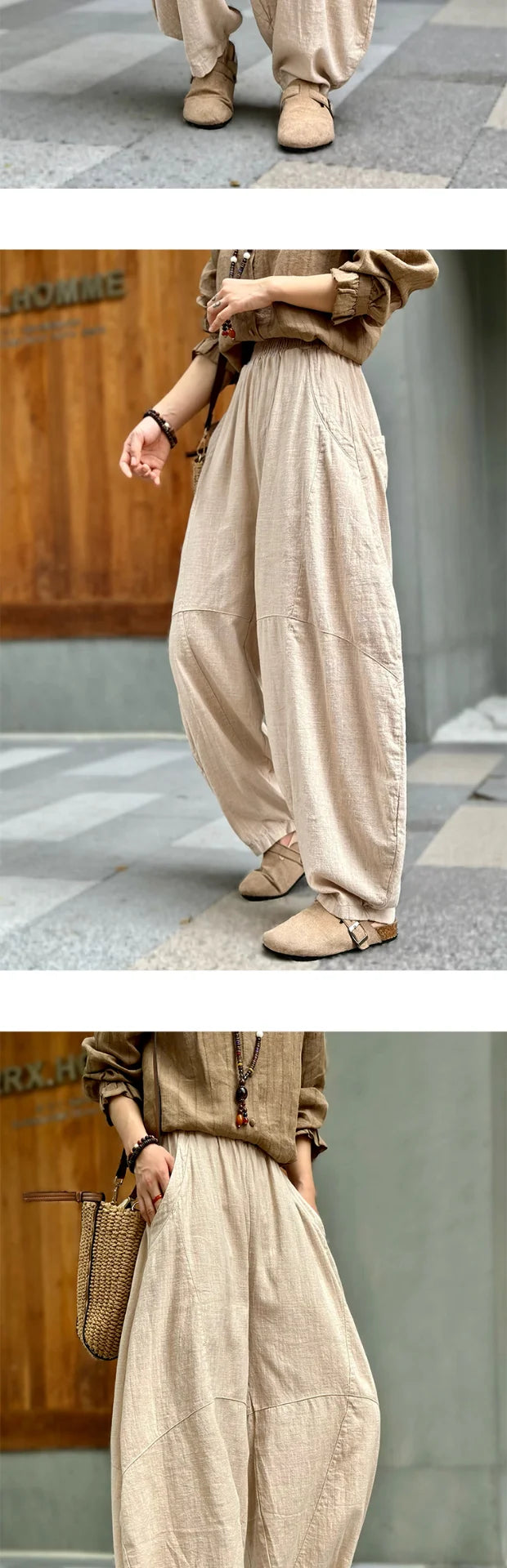 Artistic Cotton Linen Casual Pants Women's Loose Long Trousers Zen Tai Chi Lantern Pants Autumn New Sle Commute Sle