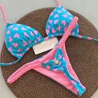 New Sexy Bikini Solid Color Lace-up Split Two-piece Swimsuit for Women