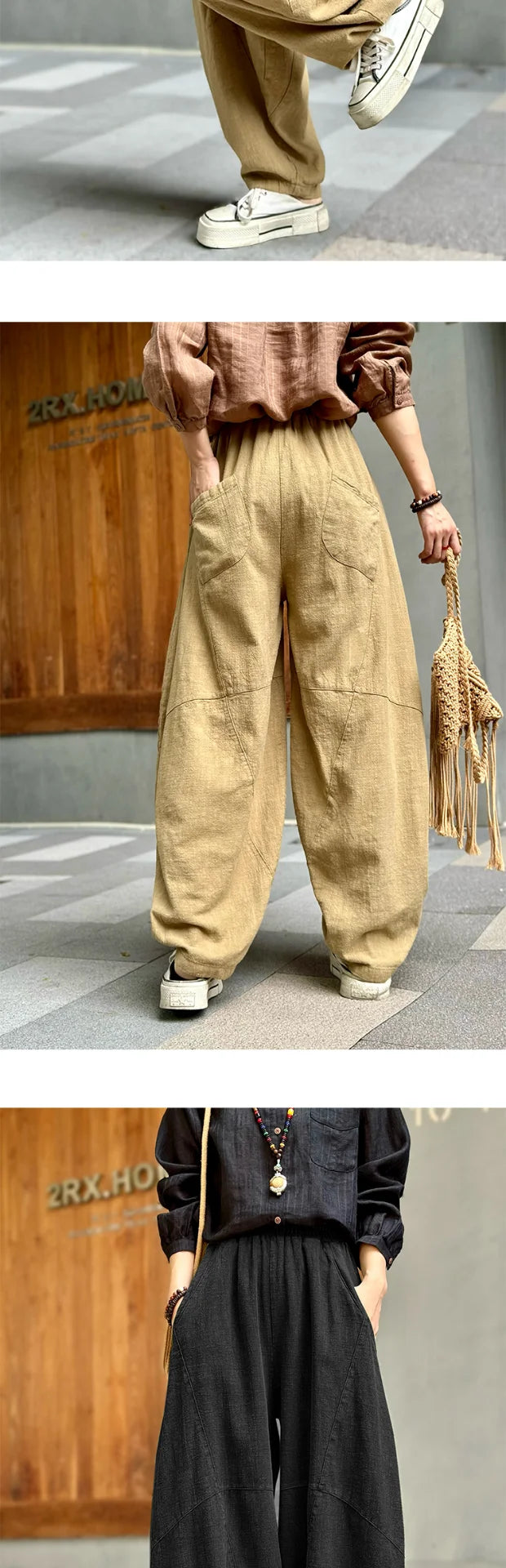 Artistic Cotton Linen Casual Pants Women's Loose Long Trousers Zen Tai Chi Lantern Pants Autumn New Sle Commute Sle