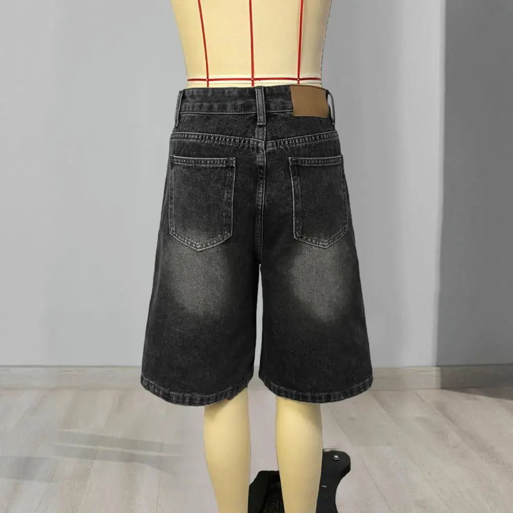 Women's Bermuda Jean Shorts High Waisted Knee Length Baggy Jorts Wide Leg Loose Denim Shorts with Pockets Classic Denim Shorts