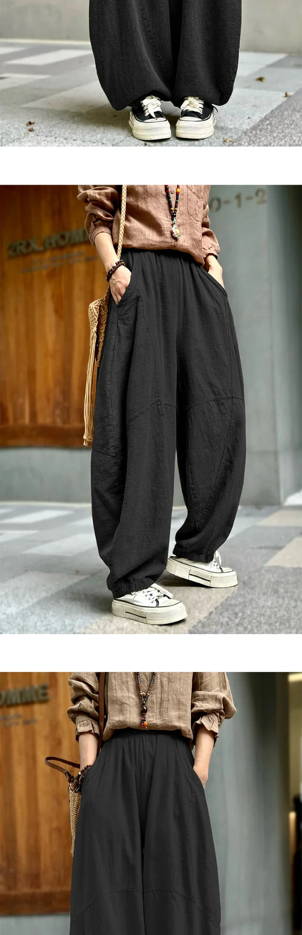 Artistic Cotton Linen Casual Pants Women's Loose Long Trousers Zen Tai Chi Lantern Pants Autumn New Sle Commute Sle