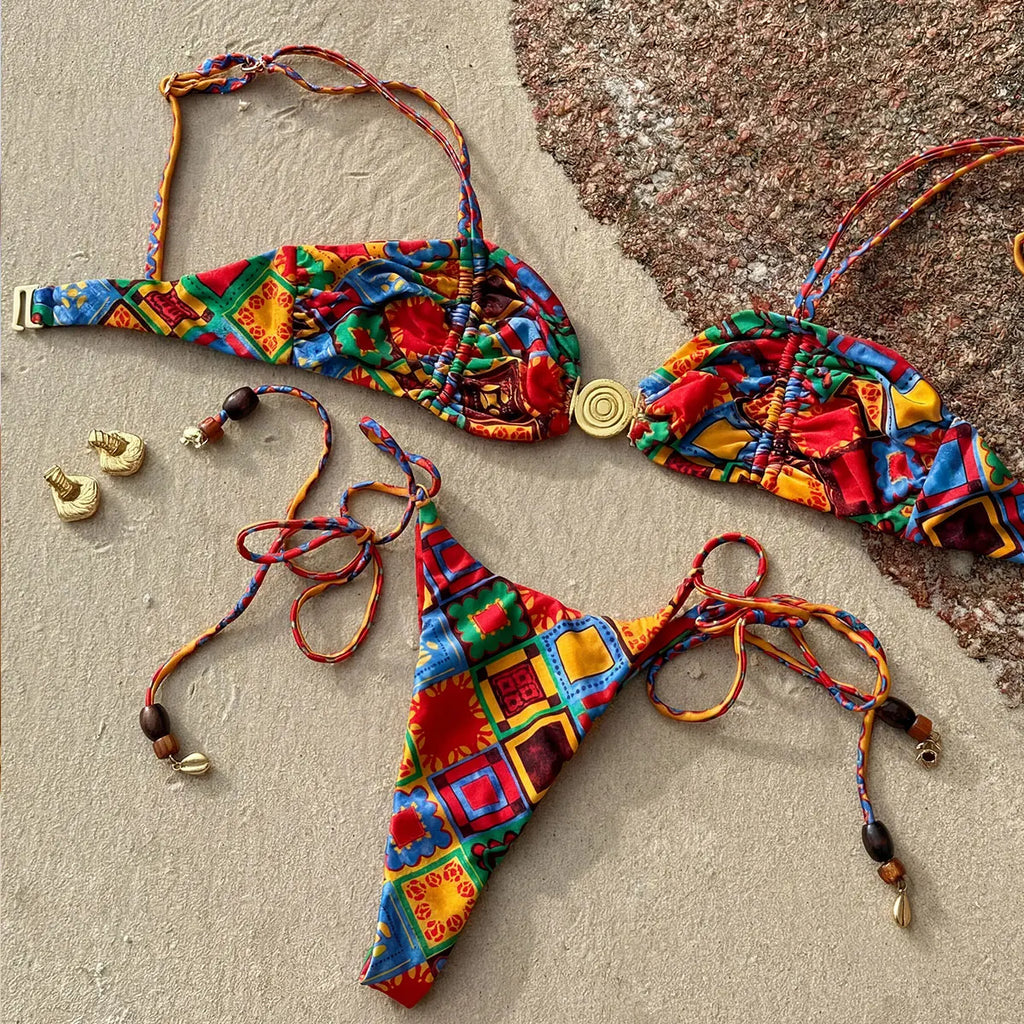 Bandeau 3Pcs Bikini Set Sexy Women Swimsuit with Sraong  Micro Bikinis Female Push Up Swimwear Bathing Suits Beachwear Biquini