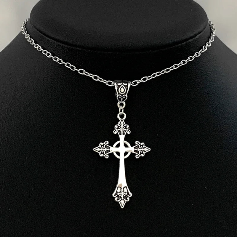 Vintage Crosses Pendant Necklace Goth Jewelry Accessories Gothic Grunge Chain Y2k Women  Fashion Charm Statement Women Gift